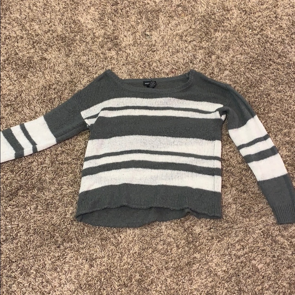Gray and white striped sweater